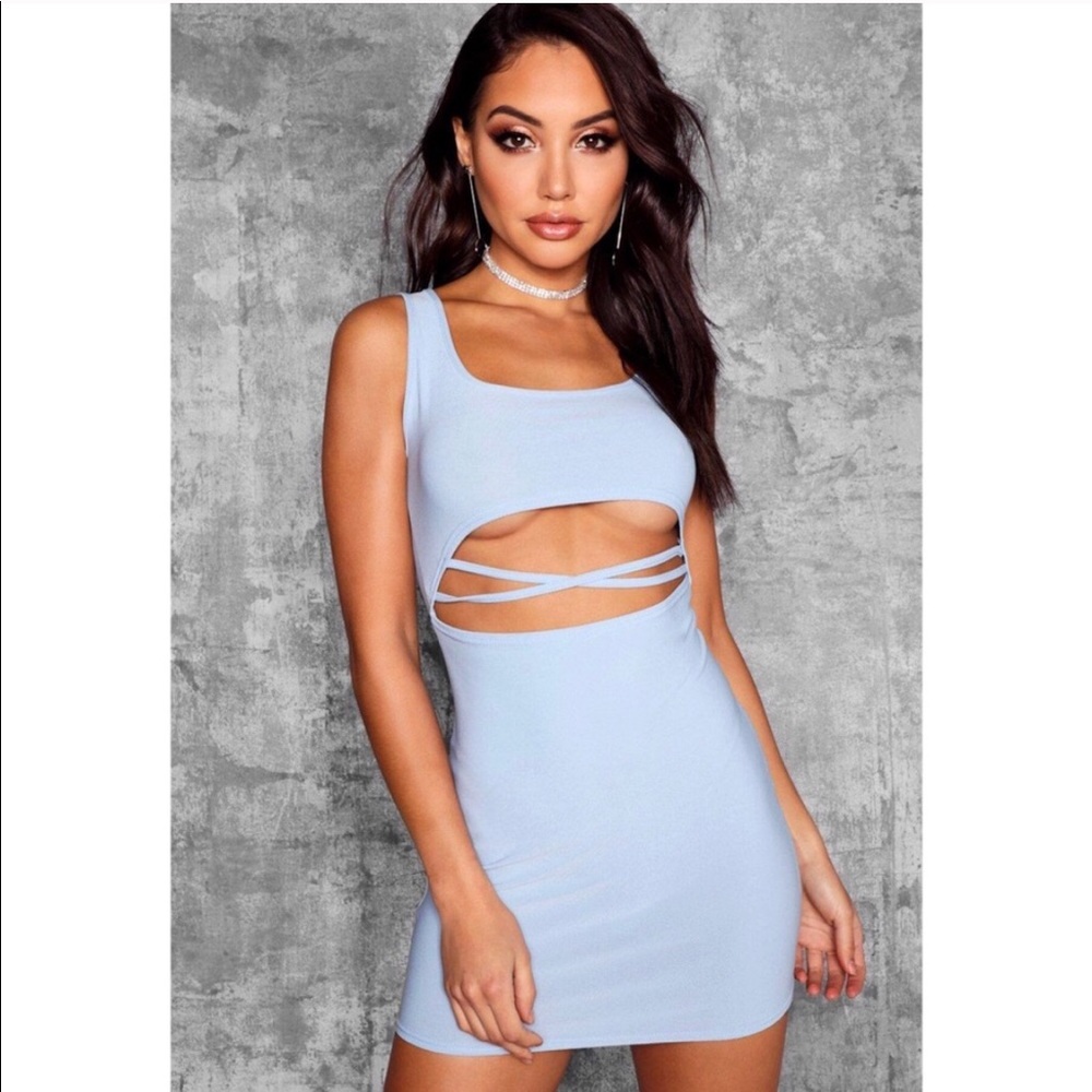 Square beck cut out bodycon dress